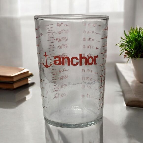 Anchor Hocking 5oz 30Tsp 150mL 10Tbs Measuring Cup Clear Glass Red Lettering - Picture 1 of 11